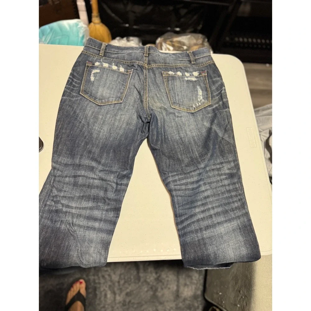 LOFT Boyfriend Jeans Womens Size 10 Distressed Medium Wash Denim Cuffed